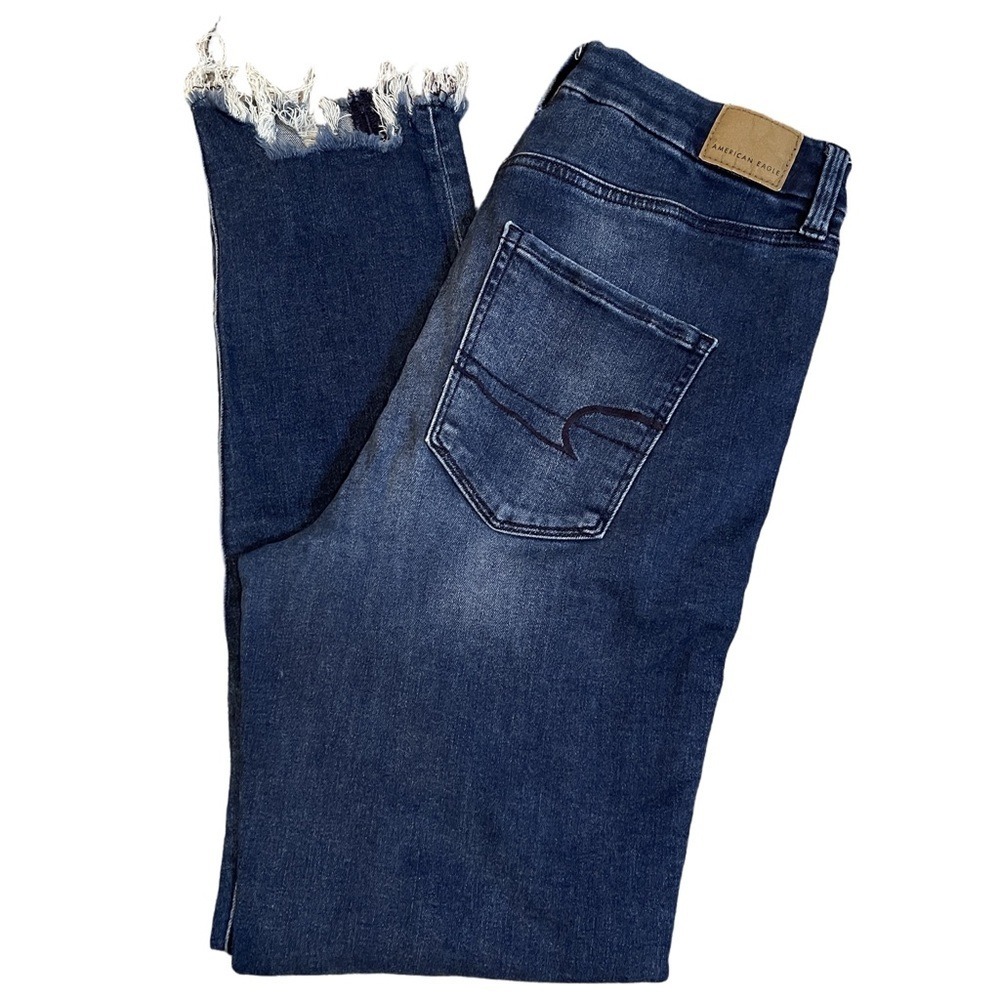 American Eagle Outfitters Dark Blue Distressed Jeans‎